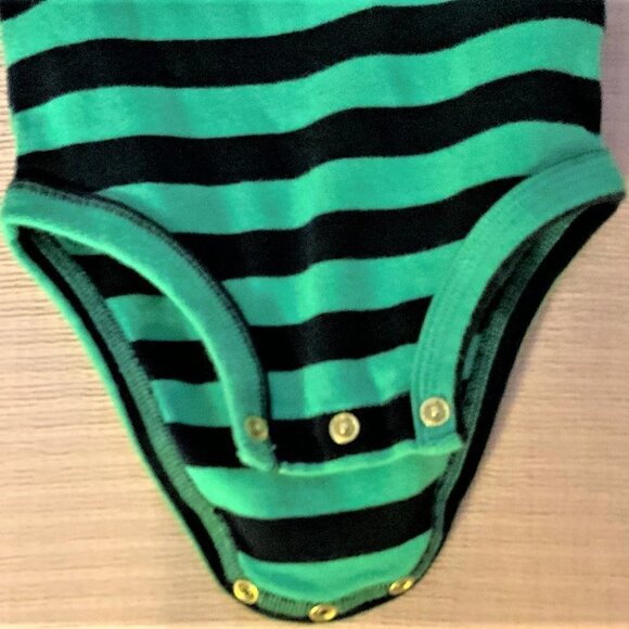Previously Owned Carter "Just One You" Aqua Stripped Onesie says HAPPY - Picture 3 of 5